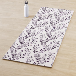 Tapete De Yoga Modern Boho Floral Pattern Plum White