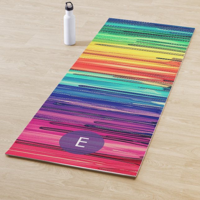 Tapete De Yoga Modern Colorful Rainbow Monogram (In Situ)