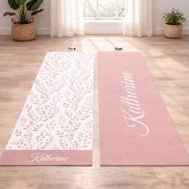 Tapete De Yoga Modern Minimalist Dusty Rose White Floral Script