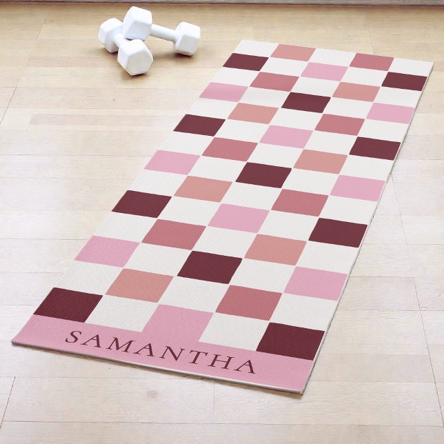 Tapete De Yoga Modern Pink and Red Simple Checkerboard Pattern (Modern Pink and Red Simple Checkerboard Pattern Yoga Mat)