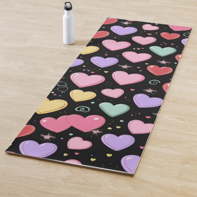 Tapete De Yoga Modern Star heart colorful girly pattern (In Situ)