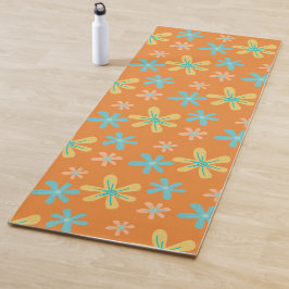 Tapete De Yoga Modern Trendy Cute Girly Floral Orange Monograma