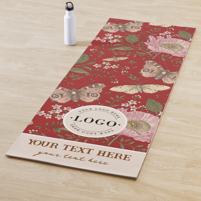 Tapete De Yoga Modern Trendy Wildflower Floral Monograma Botânico (In Situ)