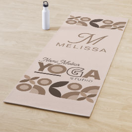 Tapete De Yoga Moderno Elegante Brown Beige Geométrico Yoga Studi
