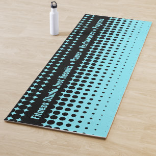 Tapete De Yoga Moderno Texto Personalizado Azul Elétrico & Preto