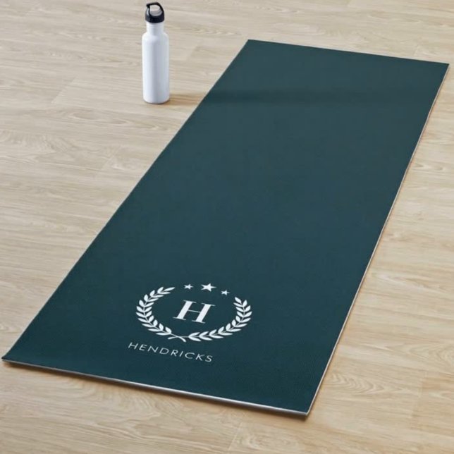 Tapete De Yoga Monogram Dark Green Stylish Modern Minimalist (Criador carregado)