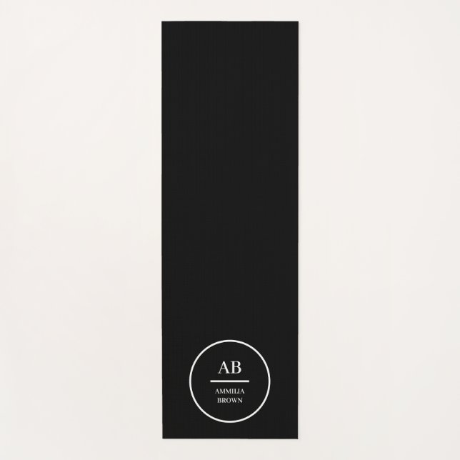 Tapete De Yoga Monogram Modern Minimal Black White Simple Style (Frente)