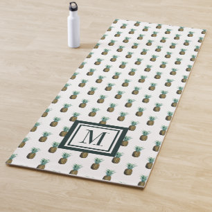 Tapete De Yoga Monograma  Abacaxi tropical Aquarela