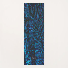 Tapete De Yoga Monograma abstrato azul brilhante vibrante metálic