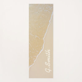 Tapete De Yoga Monograma. Areia de praia tropical personalizada.