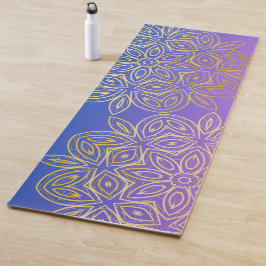 Tapete De Yoga Monograma Azul-Roxo Dourado Mandala