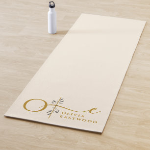 Tapete De Yoga Monograma Botânico Pastel Ioga