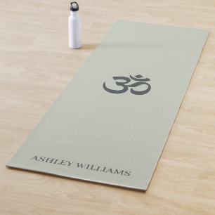 Tapete De Yoga Monograma Chic Símbolo Om Pastel Green Yoga Mat