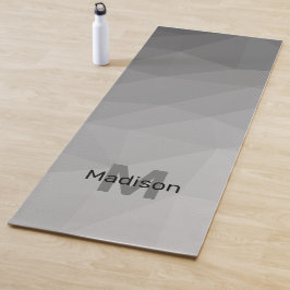 Tapete De Yoga Monograma com Padrão de Malha Geométrica Gradiente