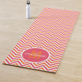 Tapete De Yoga Monograma cor-de-laranja-rosa brilhante