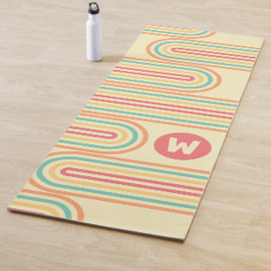 Tapete De Yoga Monograma de Artes de Linha Retroativa