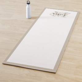 Tapete De Yoga Monograma de Beige Moderno Russo Chic