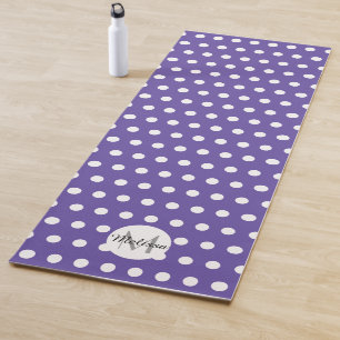 Tapete De Yoga Monograma de bolinhas brancas ultravioleta