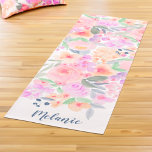 Tapete De Yoga Monograma de cor de água floral pastel moderno<br><div class="desc">Lavanda cor-de-rosa moderno,  cor de água floral,  ou monograma com cor de água amarela bonito,  e flores elegantes azuis e buquês.</div>