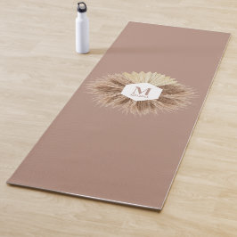 Tapete De Yoga Monograma de Cores Neutrais Quentes Russos