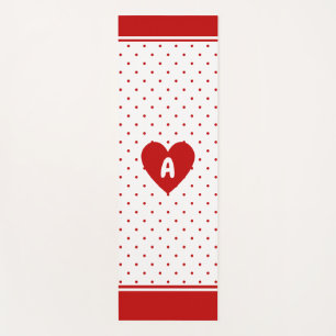 Tapete De Yoga Monograma de Fundo Branco Vermelho Bolinhas Person