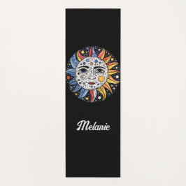 Tapete De Yoga Monograma de Lua Solar Celestial Moderna Minimalis