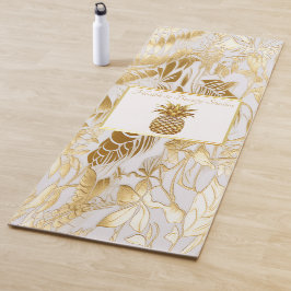 Tapete De Yoga Monograma de luxo e Dourado Palm Business