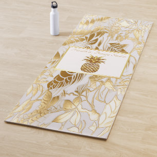 Tapete De Yoga Monograma de luxo e Dourado Palm Business