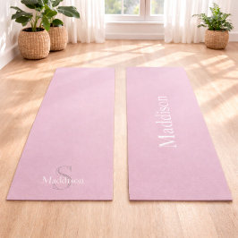 Tapete De Yoga Monograma de Nome Personalizado Rosa Empoeirado