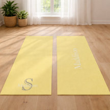 Monograma de Nome Personalizado Yoga Preto Amarelo