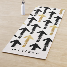 Tapete De Yoga Monograma de padrão de setas Douradas, pretas e br