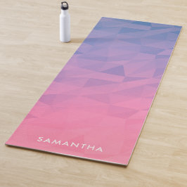 Tapete De Yoga Monograma de Padrão Geométrico com Gradiente Púrpu