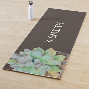 Tapete De Yoga Monograma de Seringa Desenhada em Mão Moderna Suc