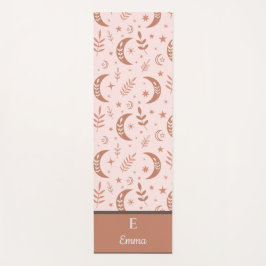 Tapete De Yoga Monograma do padrão da lua de boho terrestre