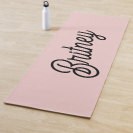 Tapete De Yoga Monograma e Nome Moderno Pink Pidroso Blush