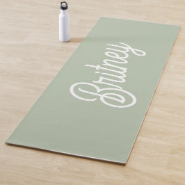 Tapete De Yoga Monograma e Nome Personalizados Verde do Modern Sa