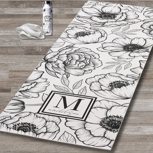 Tapete De Yoga Monograma Floral Personalizado (Personalized Floral Monogram Yoga Mat)