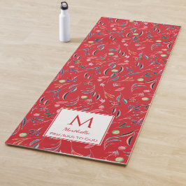 Tapete De Yoga Monograma Floral RED Personalizado