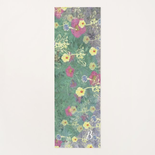 Tapete De Yoga Monograma Flores Selvagens Yoga Mat (Frente)