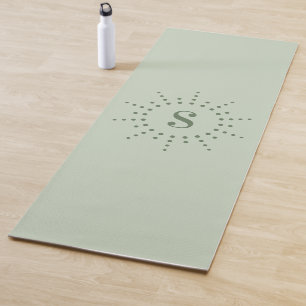 Tapete De Yoga Monograma inicial radial de luz solar verde