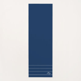 Tapete De Yoga Monograma Marinho Geométrico Azul e Branco