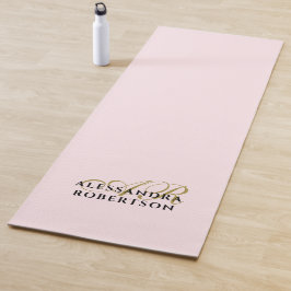 Tapete De Yoga Monograma - Mínimo Pastel Cor-de-rosa Dourado Na m
