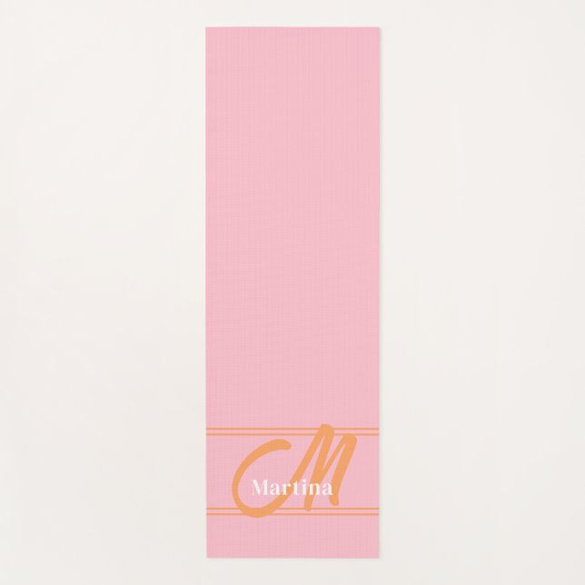 Tapete De Yoga Monograma moderno cor-de-rosa Ioga Mat inicial (Frente)