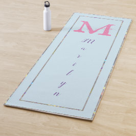 Tapete De Yoga Monograma Moderno de Tendência Chic Cor-de-Rosa Pú