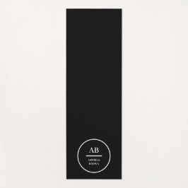 Tapete De Yoga Monograma Moderno Minimalista Estilo Preto e Branc