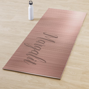 Tapete de Yoga Monograma Nome Dourado Rosa