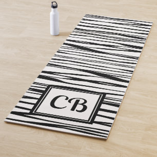Tapete De Yoga Monograma Personalizado - Arte Elegante Preta