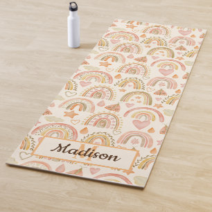 Tapete De Yoga Monograma Personalizado Boho Rainbow Yoga Mat
