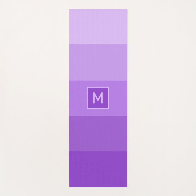 Tapete De Yoga Monograma personalizado Lilac Stripes (Frente)