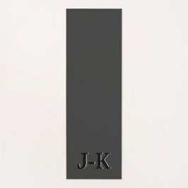 Tapete De Yoga Monograma Personalizado Preto Minimalista Simples